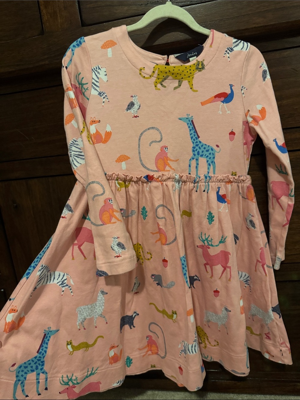 Joules Pink Animal Print Long Sleeve Dress